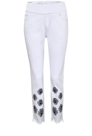Dazzling Ankle Embroidery Pull on Jean