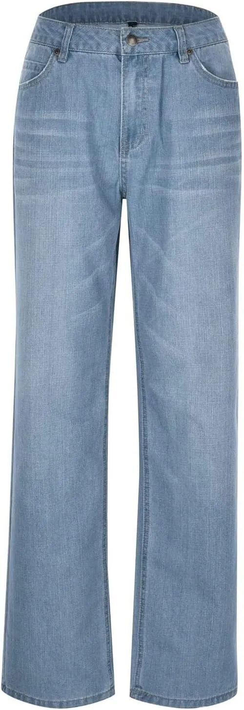 Denim Sweatpants Jeans for Women Trendy Low Rise Baggy Jeans Y2k Boyfriend Barrel Jeans Casual Loose Wide Leg Jeans