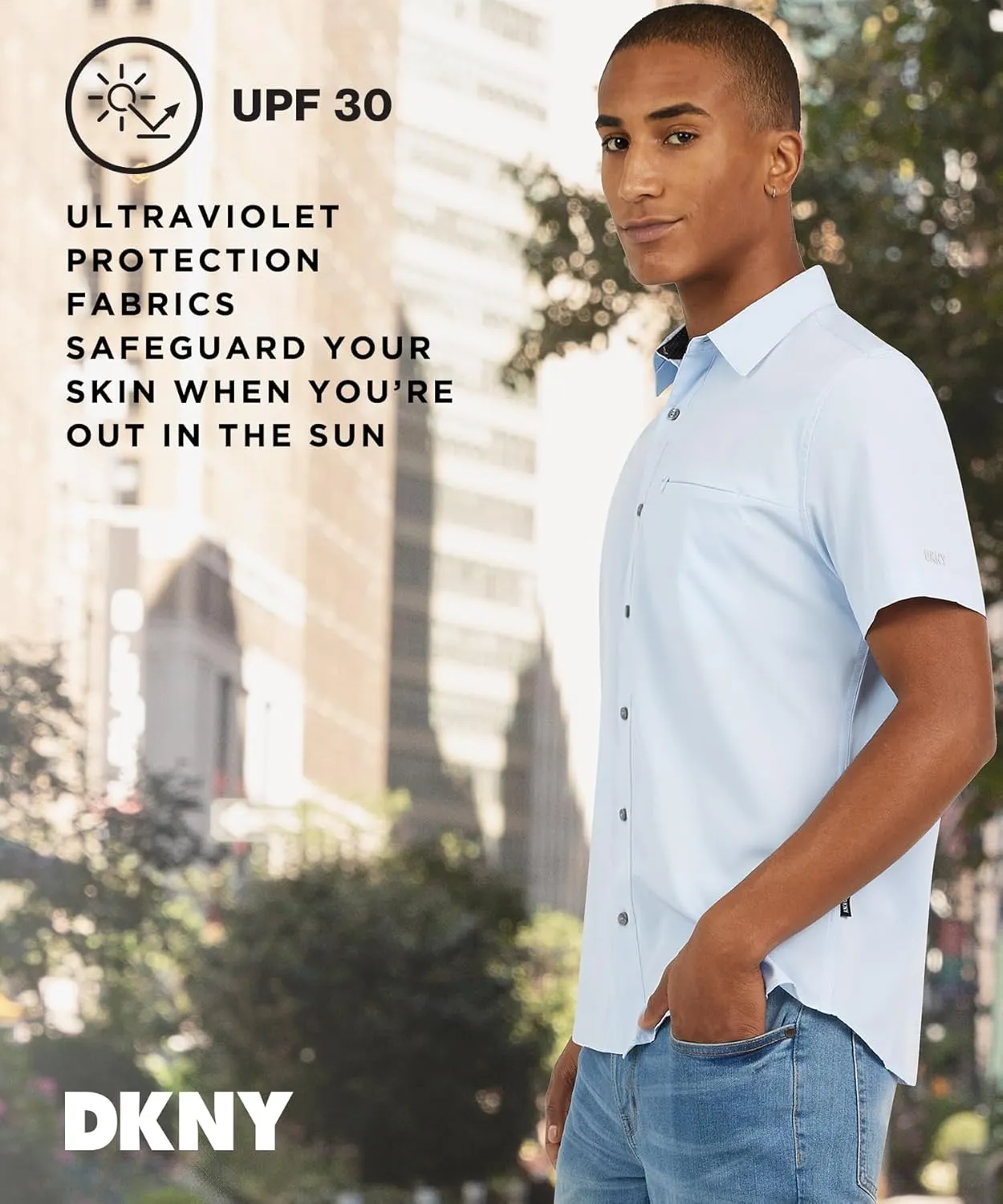 DKNY Mens Short Sleeve Button Down Shirts - Quick Dry Shirts for Men | Wrinkle Resist Stretch Mens Button Up Shirts