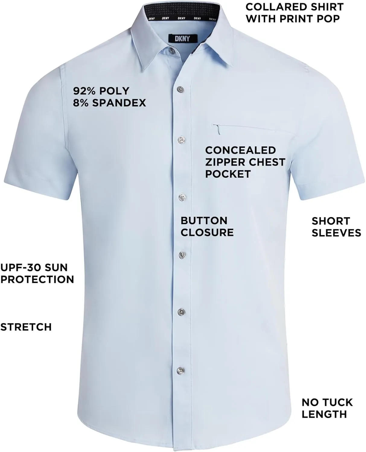 DKNY Mens Short Sleeve Button Down Shirts - Quick Dry Shirts for Men | Wrinkle Resist Stretch Mens Button Up Shirts