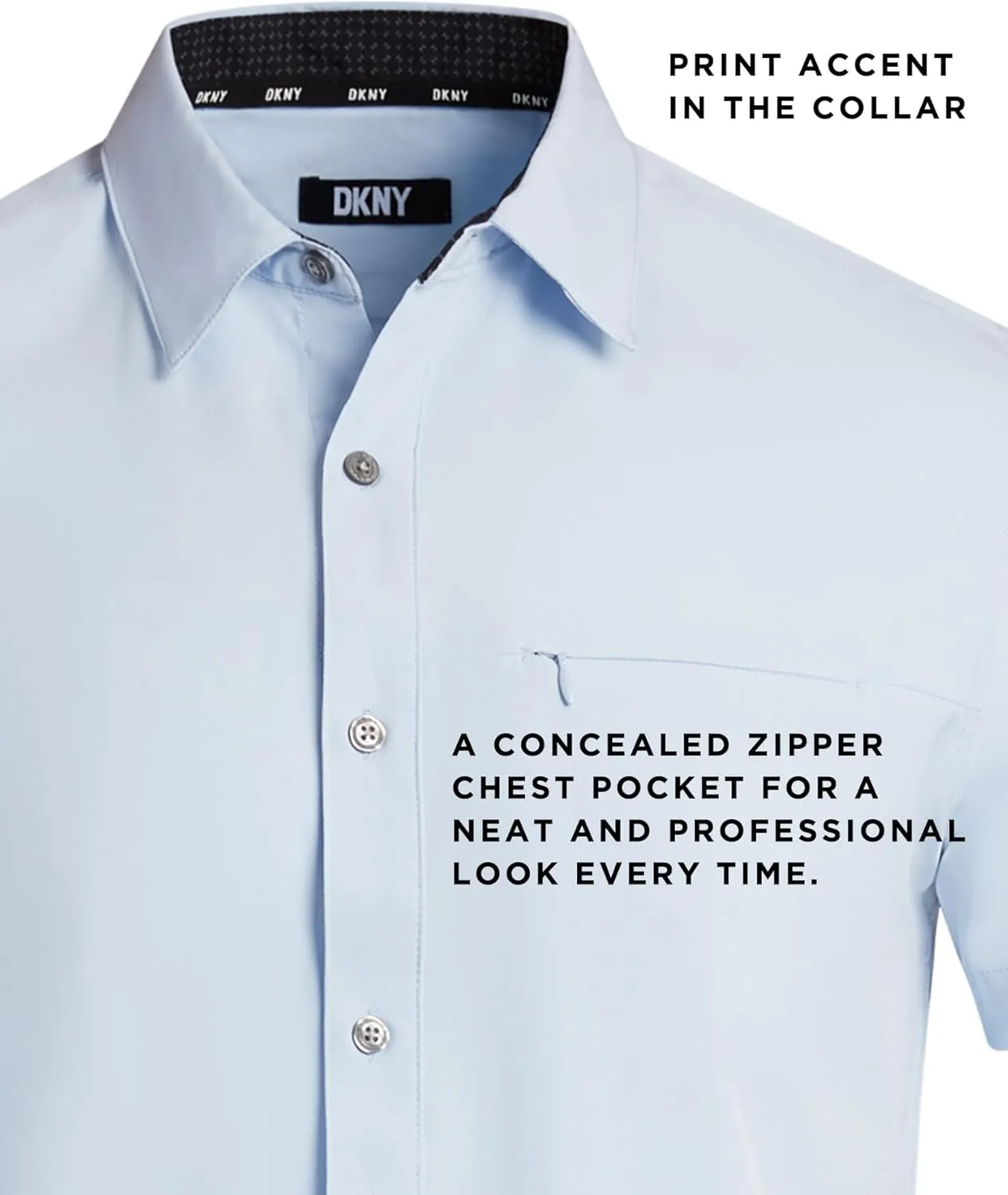 DKNY Mens Short Sleeve Button Down Shirts - Quick Dry Shirts for Men | Wrinkle Resist Stretch Mens Button Up Shirts