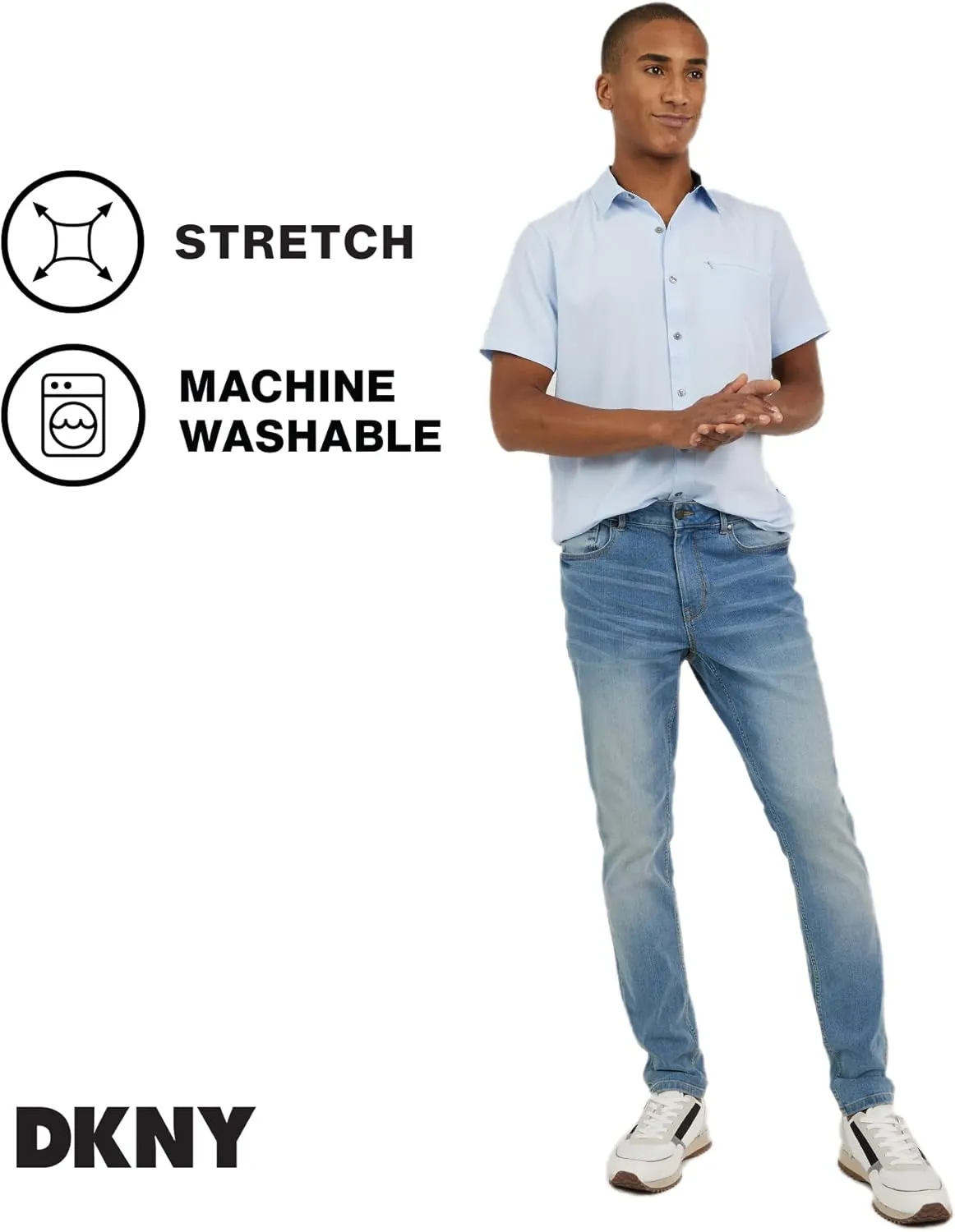 DKNY Mens Short Sleeve Button Down Shirts - Quick Dry Shirts for Men | Wrinkle Resist Stretch Mens Button Up Shirts