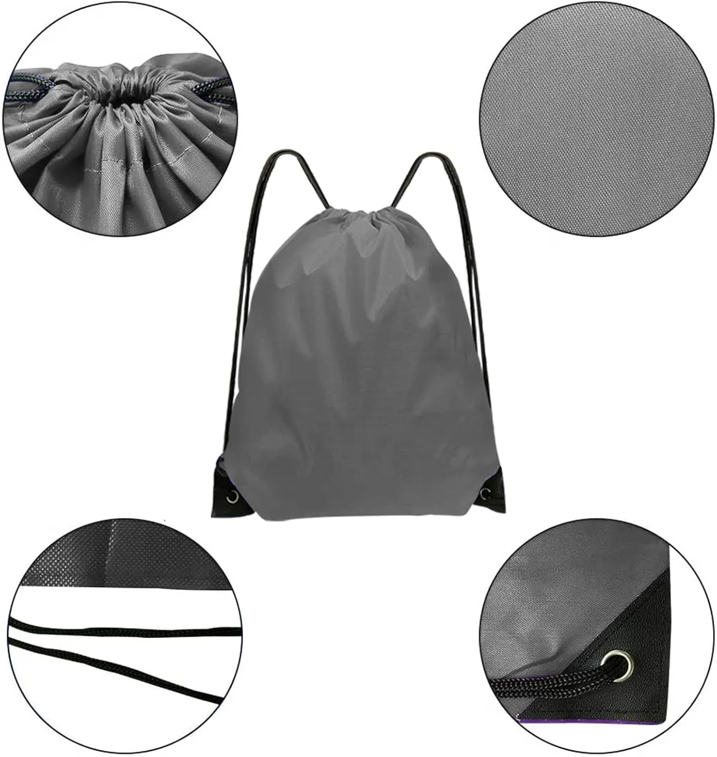 Drawstring Bags 42 Pcs Drawstring Backpack Bulk String Backpack Cinch Bag Sackpack for Men Women Gym (Gray)