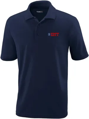 EMT Paramedic Logo Embroidery Design Adult Button-End Spread Short Sleeve Unisex Polyester Performance Polo Shirt Golf Shirt - Navy, Medium