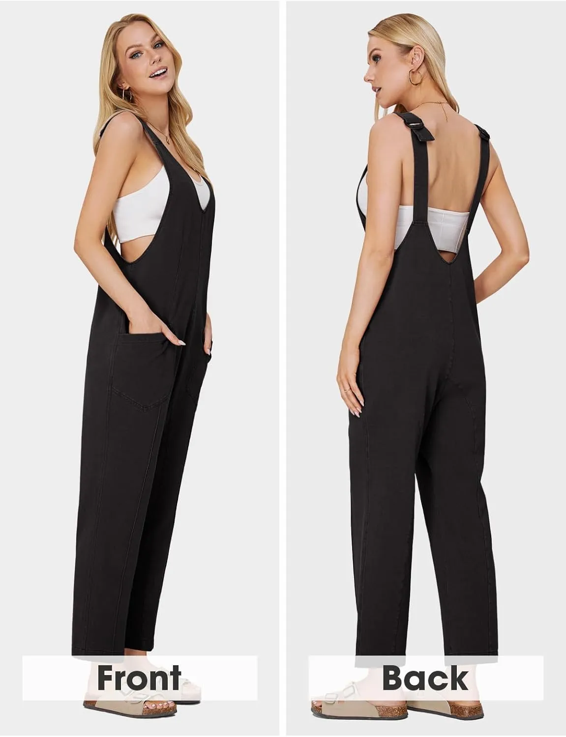 EXLURA Women Summer High Roller Denim Jumpsuits Casual Loose Beach Vacation Trendy Fashion Overalls Jeans Romper Pockets 2025