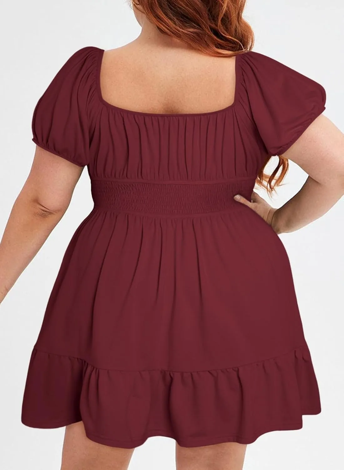 Eytino Women Plus Size Summer Dress Short Sleeve Sweetheart Neck Casual Mini Dresses