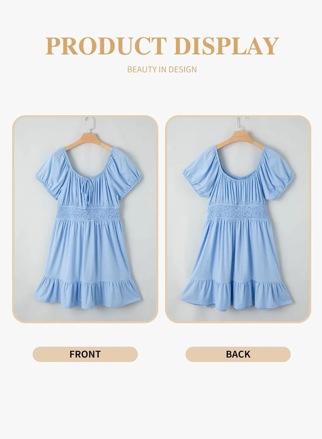 Eytino Women Plus Size Summer Dress Short Sleeve Sweetheart Neck Casual Mini Dresses