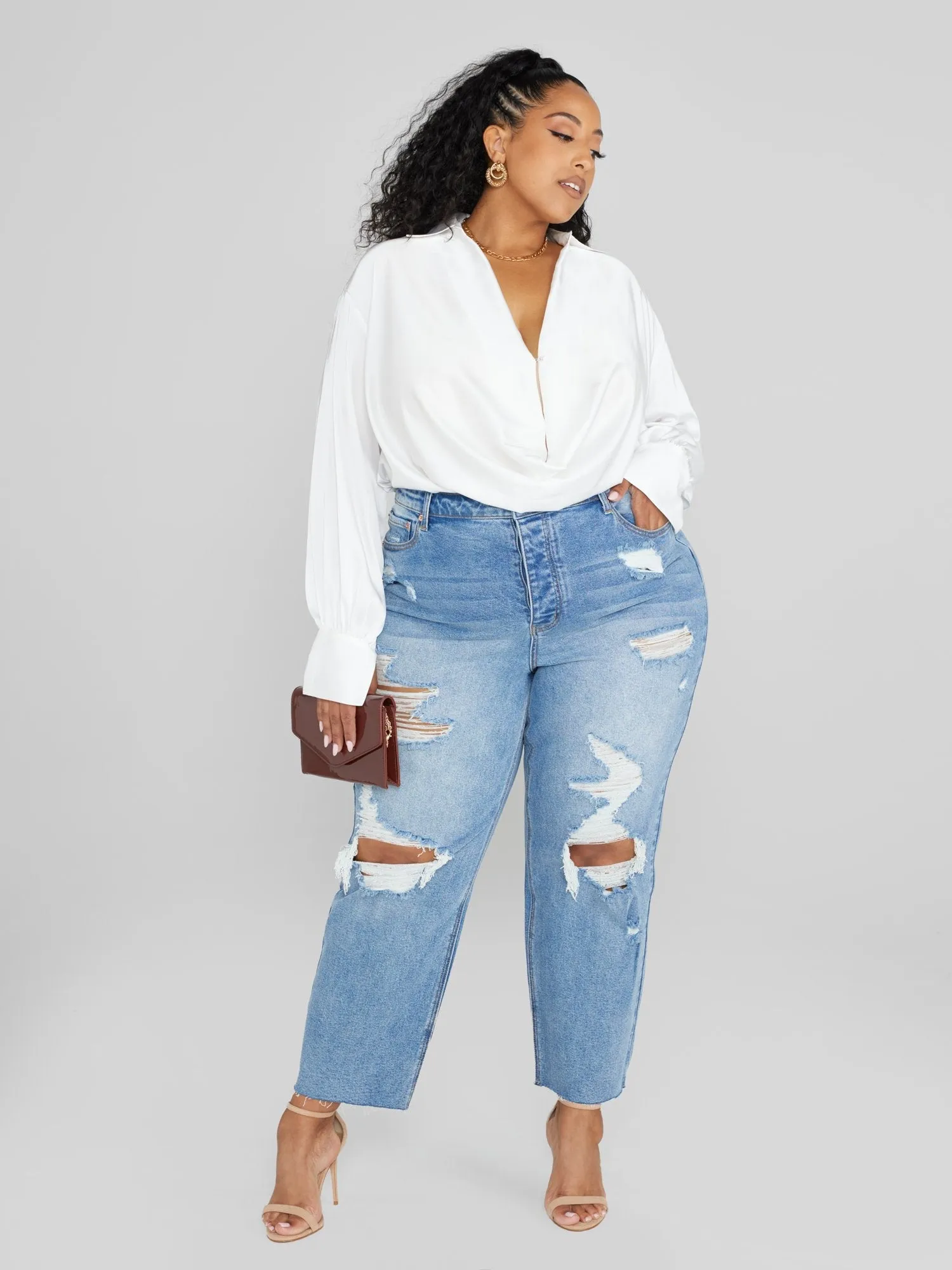 Fashion To Figure - Mid Rise Relaxed Fit Crop Jeans