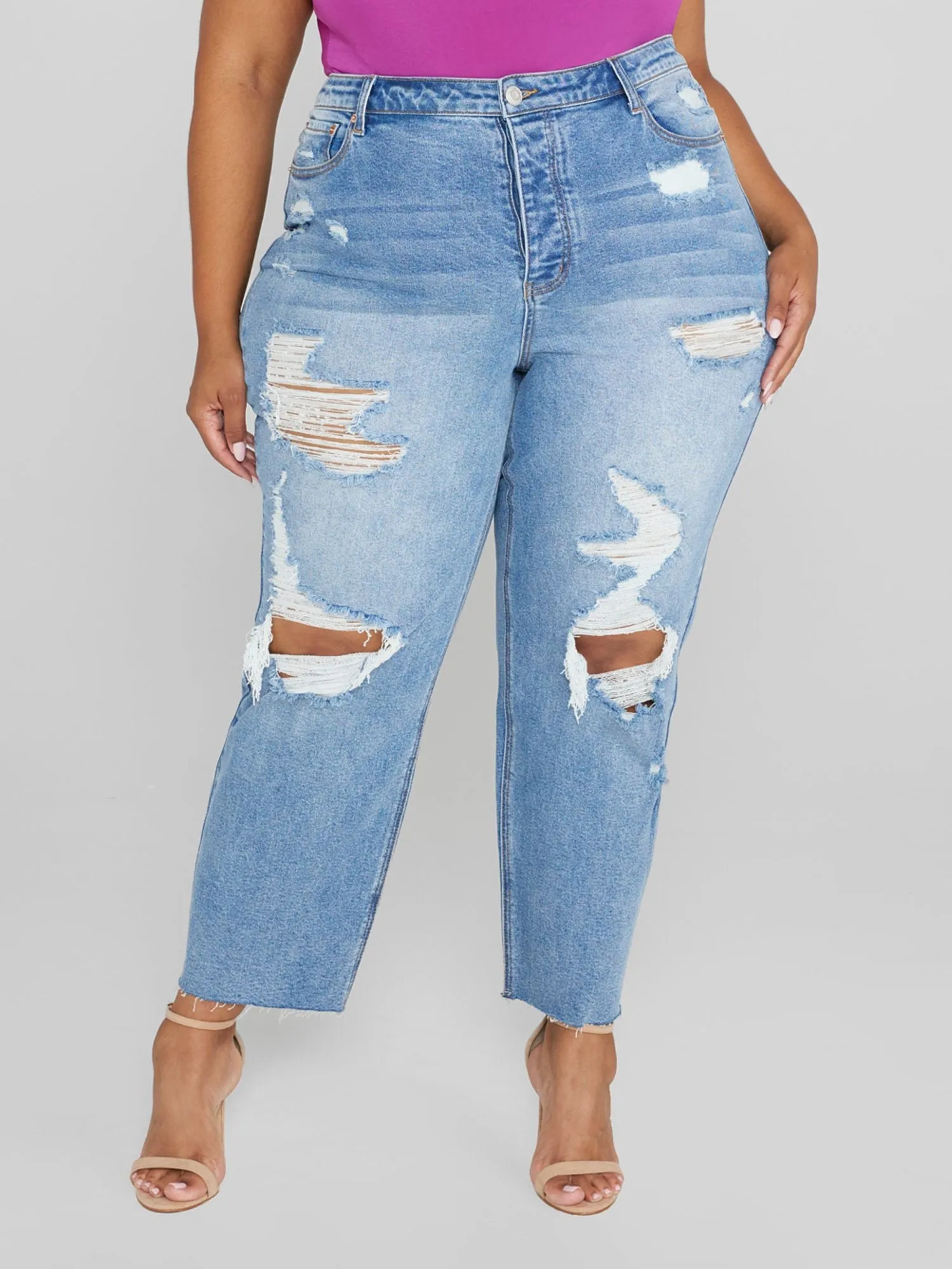 Fashion To Figure - Mid Rise Relaxed Fit Crop Jeans