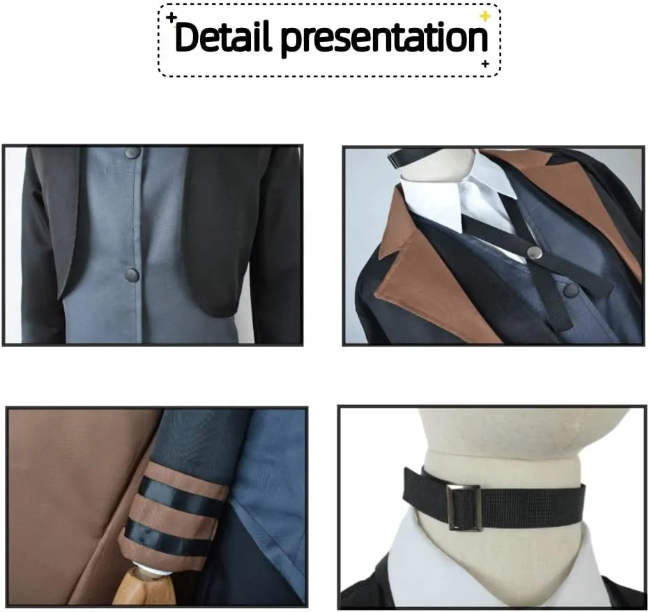 FAZA Men Nakahara Chuuya Cosplay Costume Bungo Anime Stray Dogs Cosplay Uniform Trench Coat Outfit Halloween Party Costume