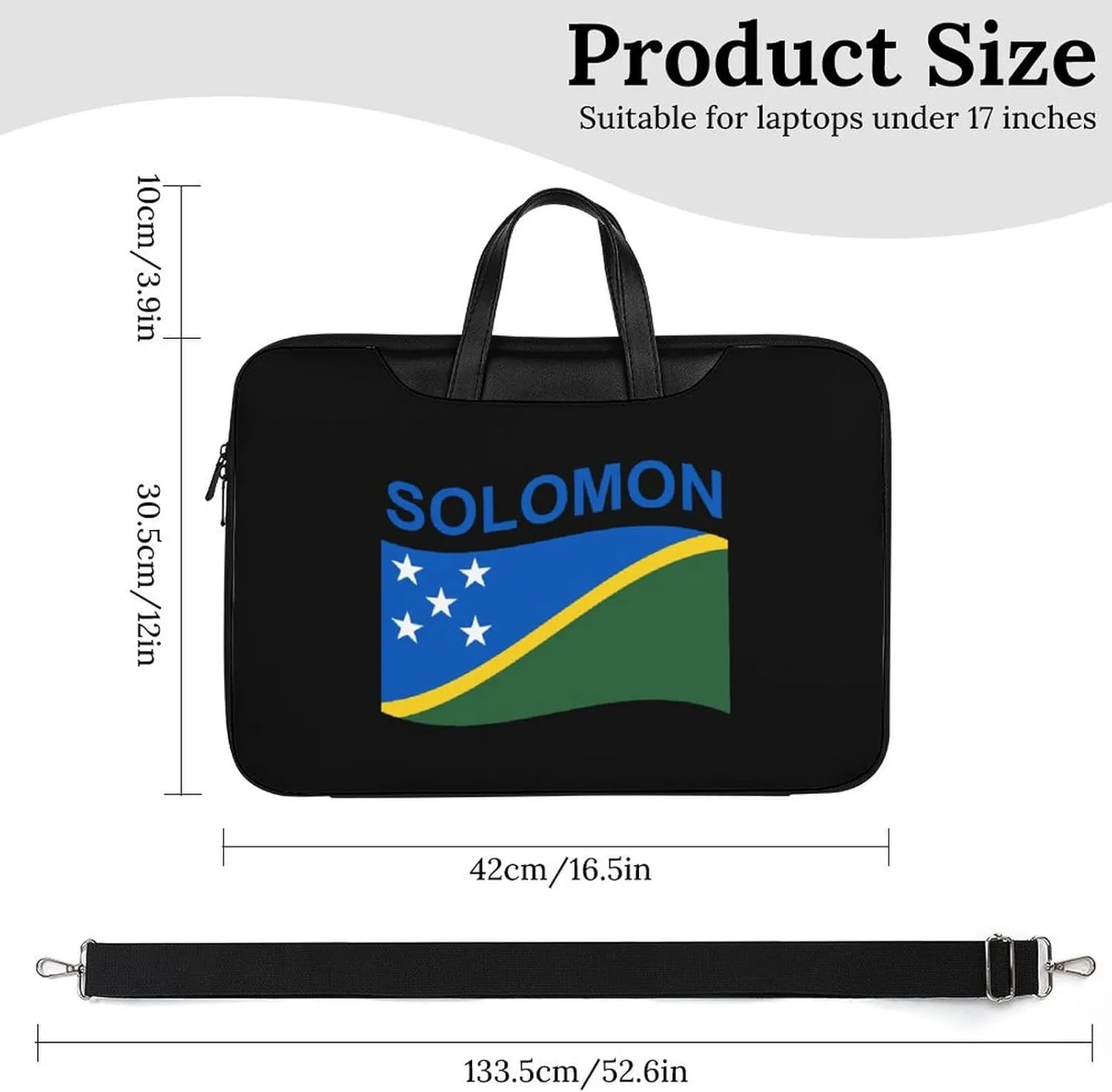 Flag of Solomon Leather Bag Laptop Case Slim Water Resistant Computer Bags with Handle Briefcase for Work