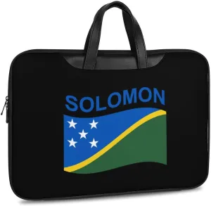 Flag of Solomon Leather Bag Laptop Case Slim Water Resistant Computer Bags with Handle Briefcase for Work