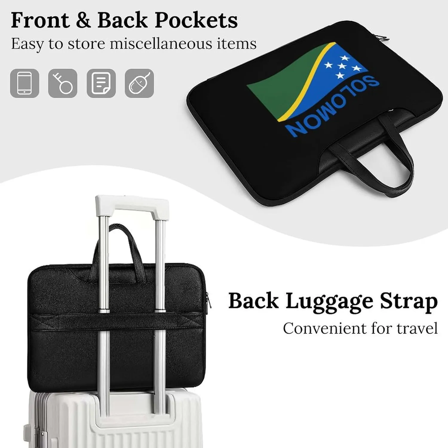 Flag of Solomon Leather Bag Laptop Case Slim Water Resistant Computer Bags with Handle Briefcase for Work