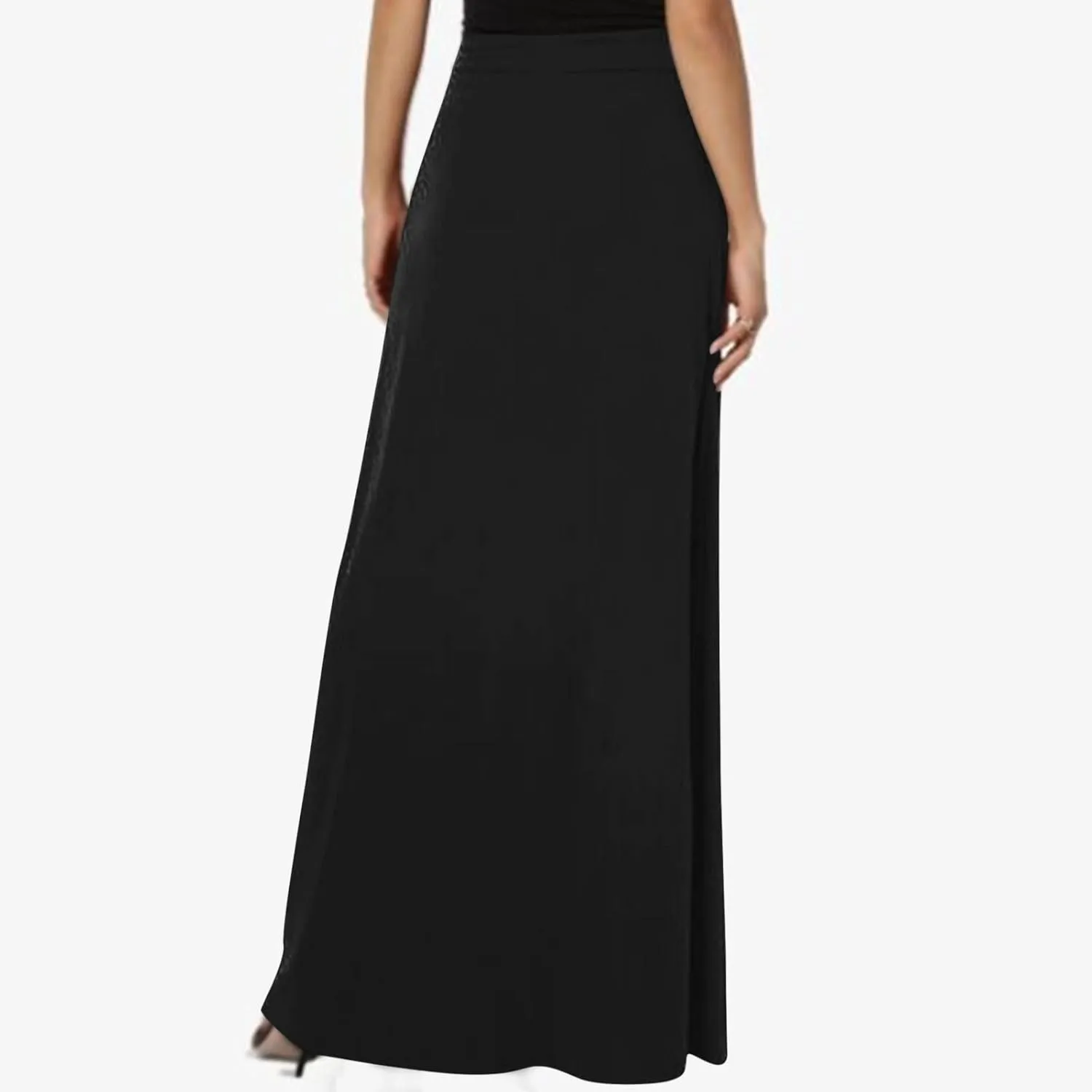 Flowy Plus Size Maxi Skirts for Women Elastic High Waisted Ankle Length Skirt Stretch A Line Drawstring Dress
