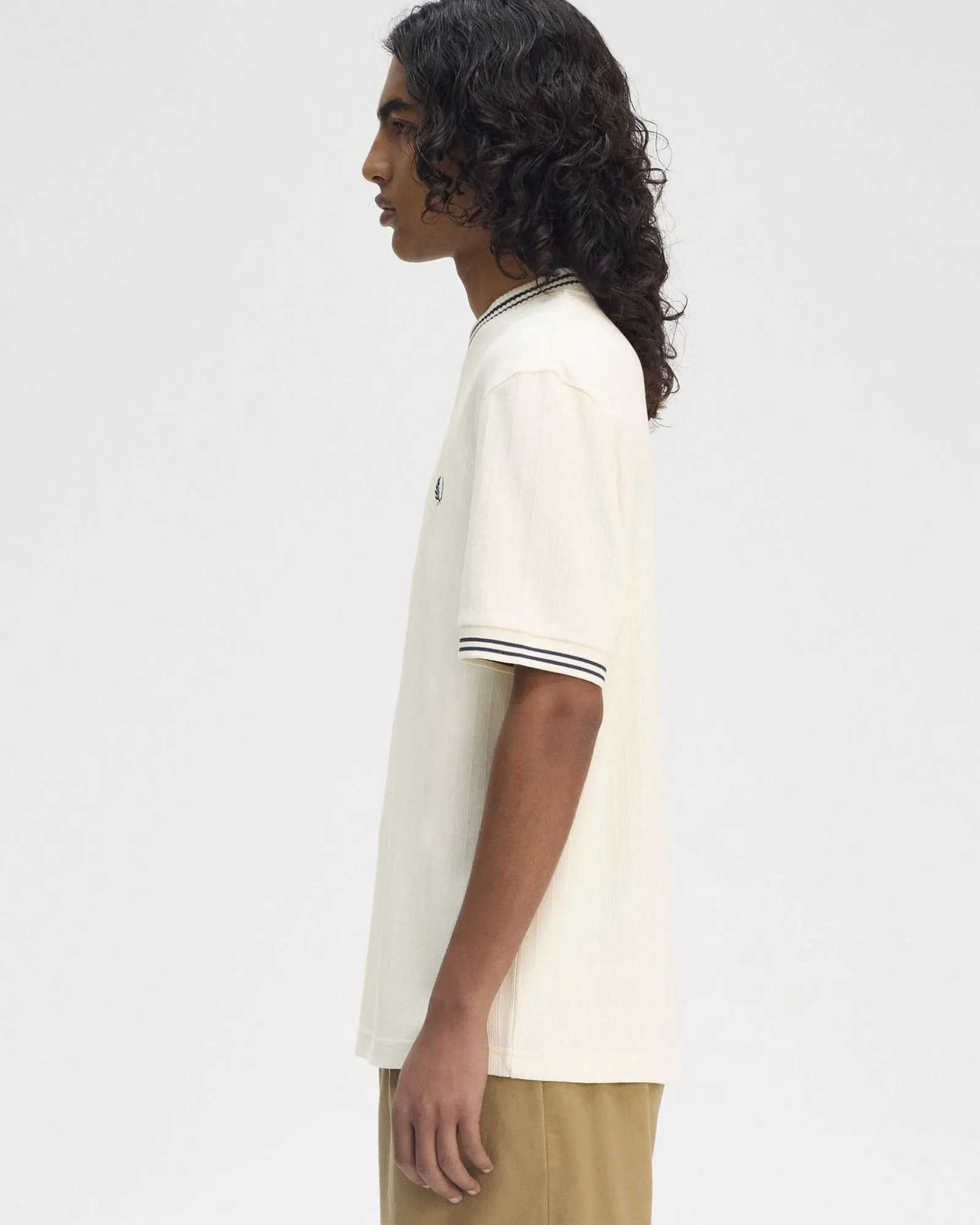 Fred Perry Ribbed Jersey Tee - Ecru
