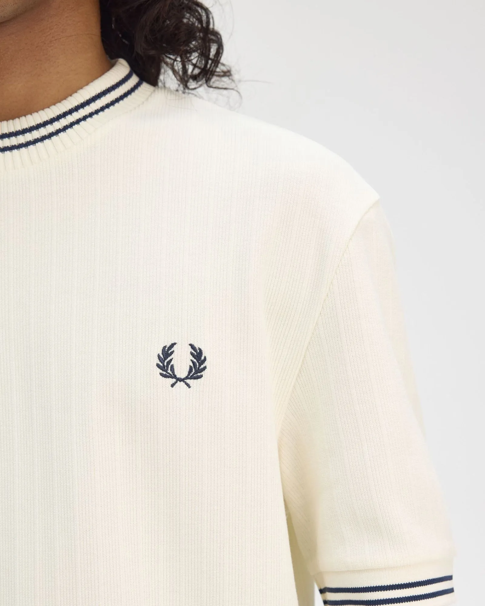 Fred Perry Ribbed Jersey Tee - Ecru