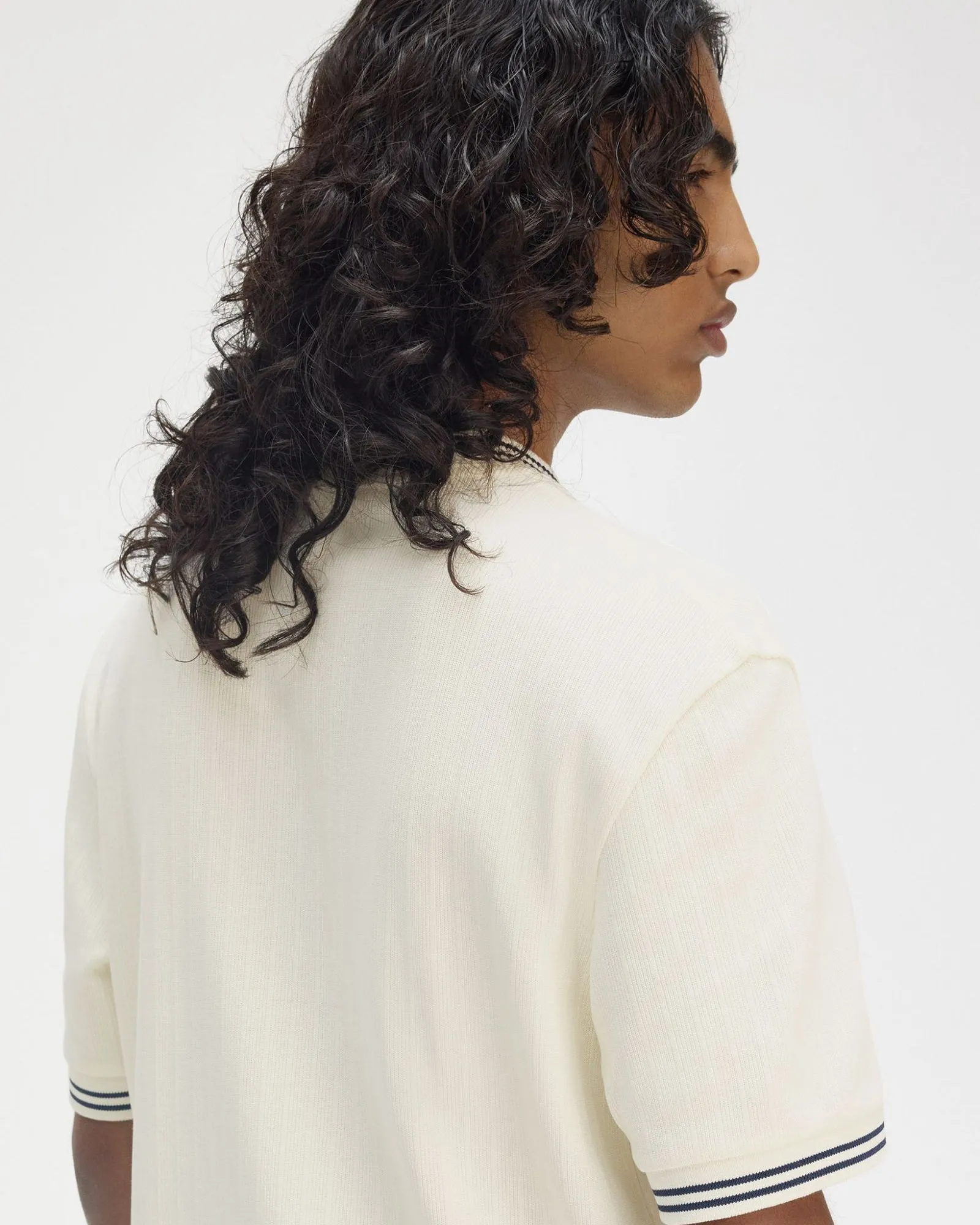 Fred Perry Ribbed Jersey Tee - Ecru