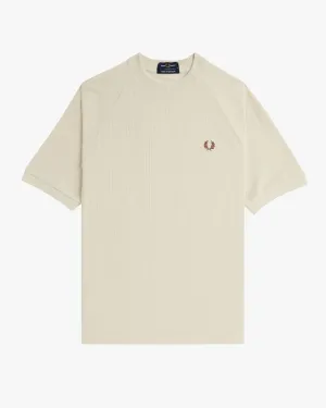 Fred Perry Ribbed Raglan Sleeve Tee - Oatmeal