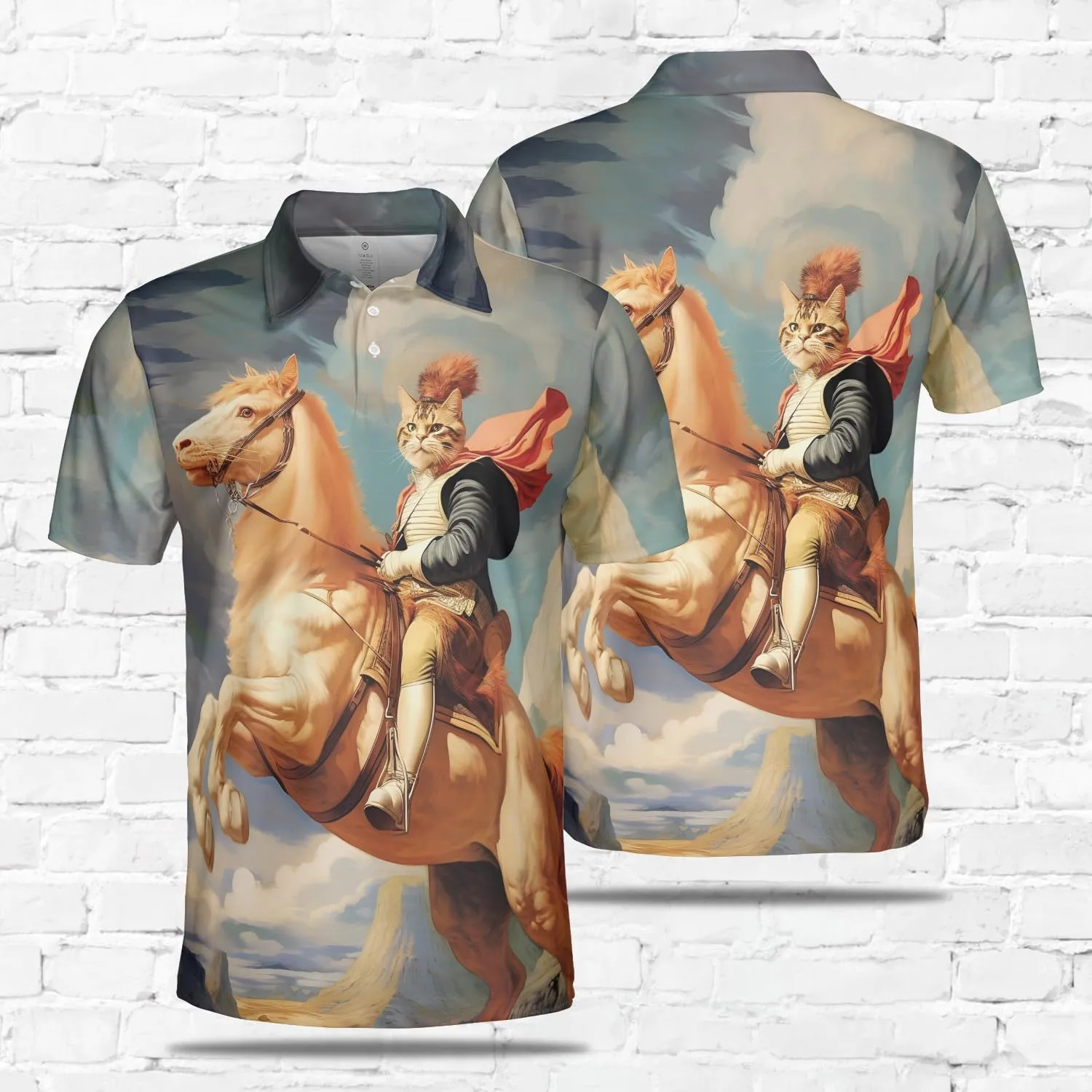 Funny Cat Polo Shirts for Men - Galaxy Cat Mens Quick Dry Short Sleeve Polo Shirts Series 28