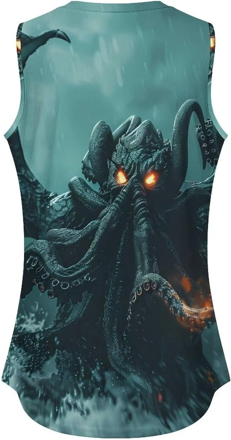 Funny-Cthulhus Monster Women's Tank Top Sleeveless V Neck T Shirt Casual Vests Funny Blouses