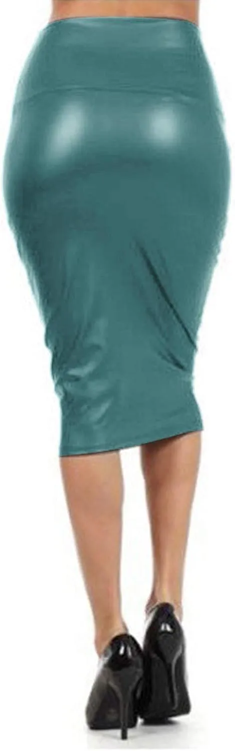 FZYLQY Women's High Waist Bodycon Office Work Wrap Midi Skirt Casual Stretchy Knee Length Pencil Skirts for Prom Party