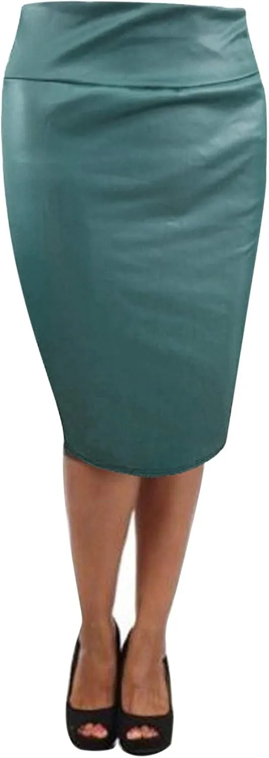 FZYLQY Women's High Waist Bodycon Office Work Wrap Midi Skirt Casual Stretchy Knee Length Pencil Skirts for Prom Party