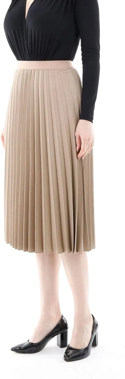 G-Line Midi Skirts for Women Thin Pleated Below Knee Length, Women High Waisted Pleated Skirt Midi Swing A-line Skirts