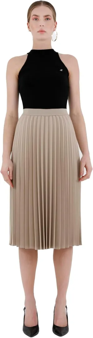 G-Line Midi Skirts for Women Thin Pleated Below Knee Length, Women High Waisted Pleated Skirt Midi Swing A-line Skirts
