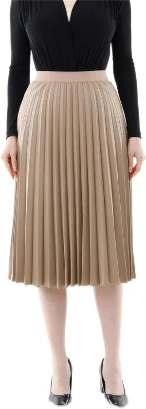 G-Line Midi Skirts for Women Thin Pleated Below Knee Length, Women High Waisted Pleated Skirt Midi Swing A-line Skirts