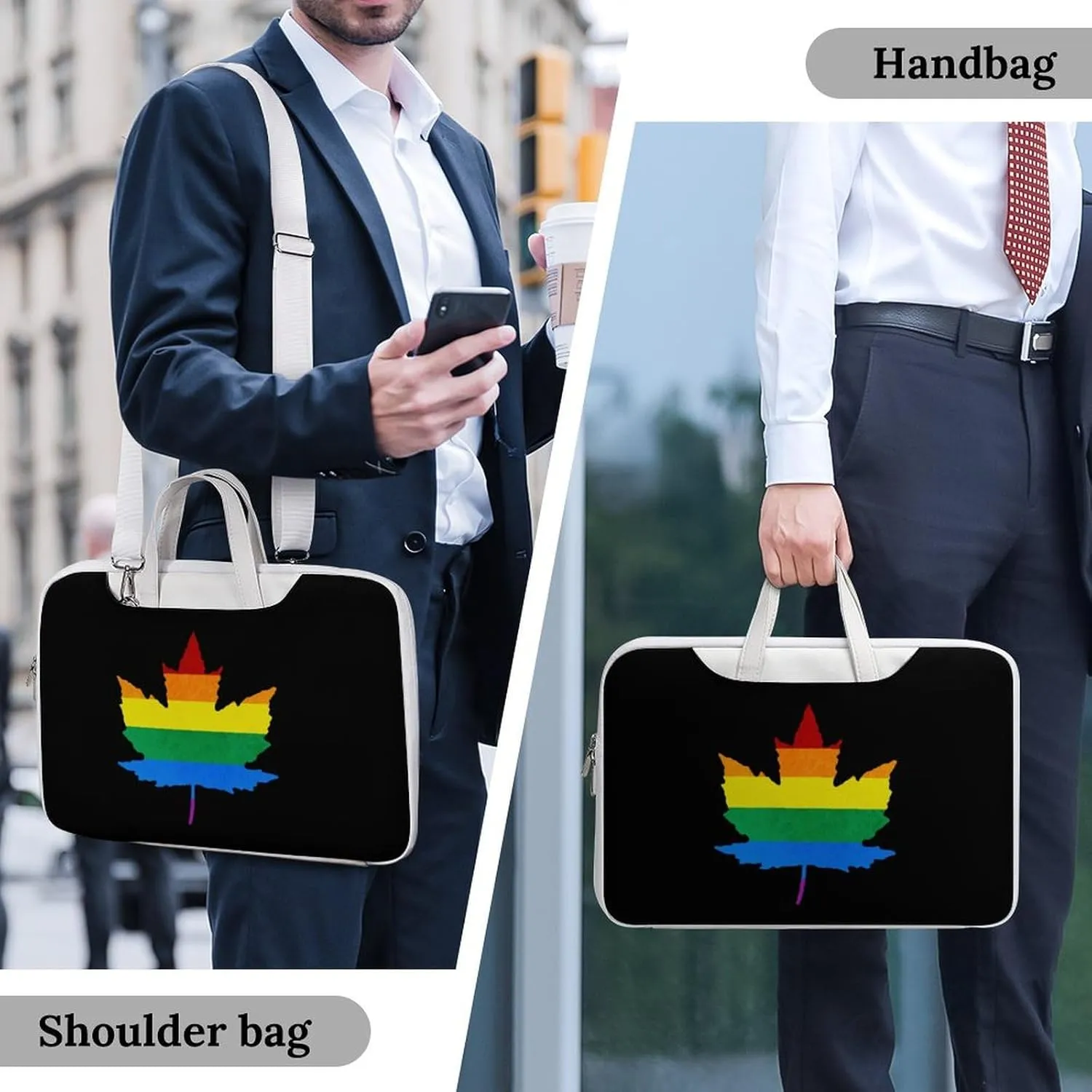 Gay Proud Maple LGBTQ Leather Bag Laptop Case Slim Water Resistant Computer Bags with Handle Briefcase for Work