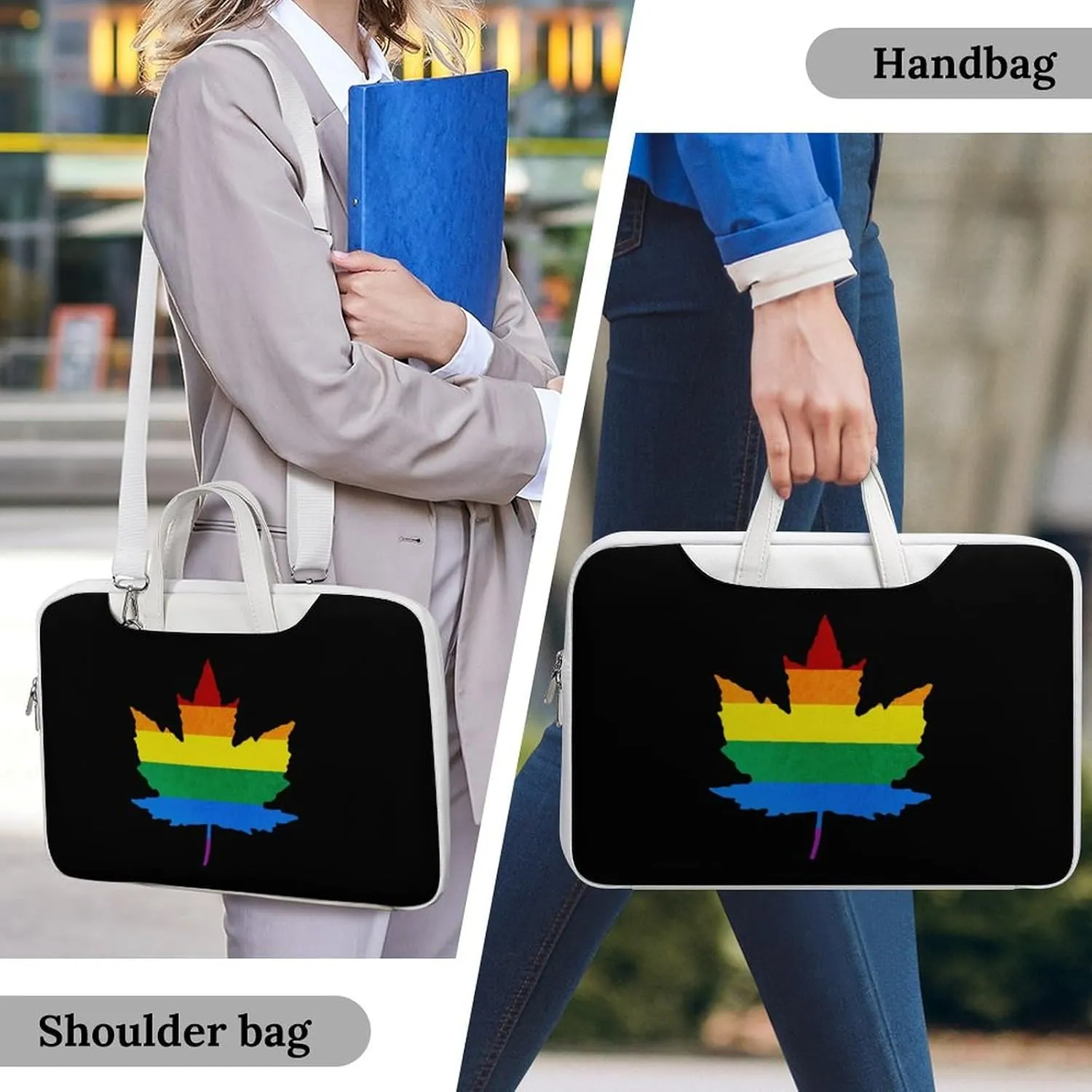 Gay Proud Maple LGBTQ Leather Bag Laptop Case Slim Water Resistant Computer Bags with Handle Briefcase for Work