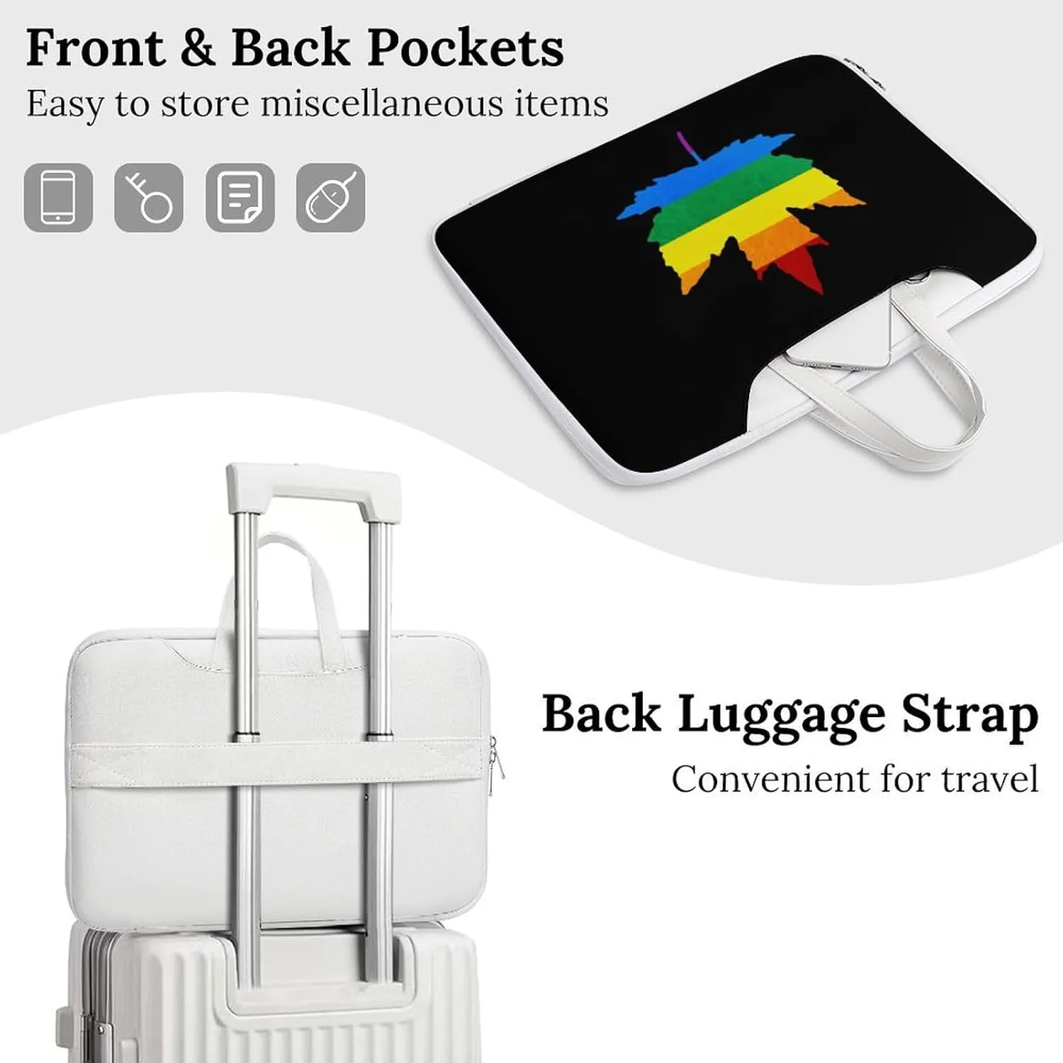 Gay Proud Maple LGBTQ Leather Bag Laptop Case Slim Water Resistant Computer Bags with Handle Briefcase for Work