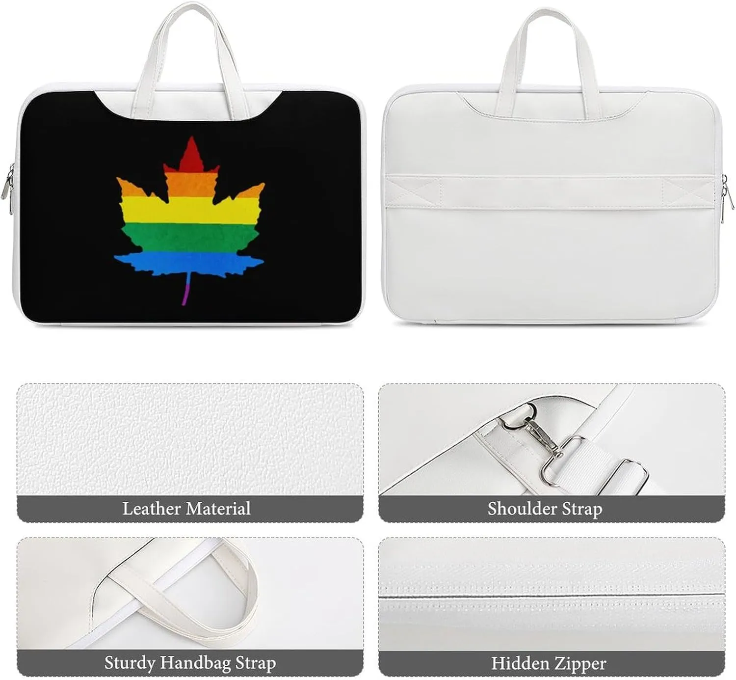 Gay Proud Maple LGBTQ Leather Bag Laptop Case Slim Water Resistant Computer Bags with Handle Briefcase for Work