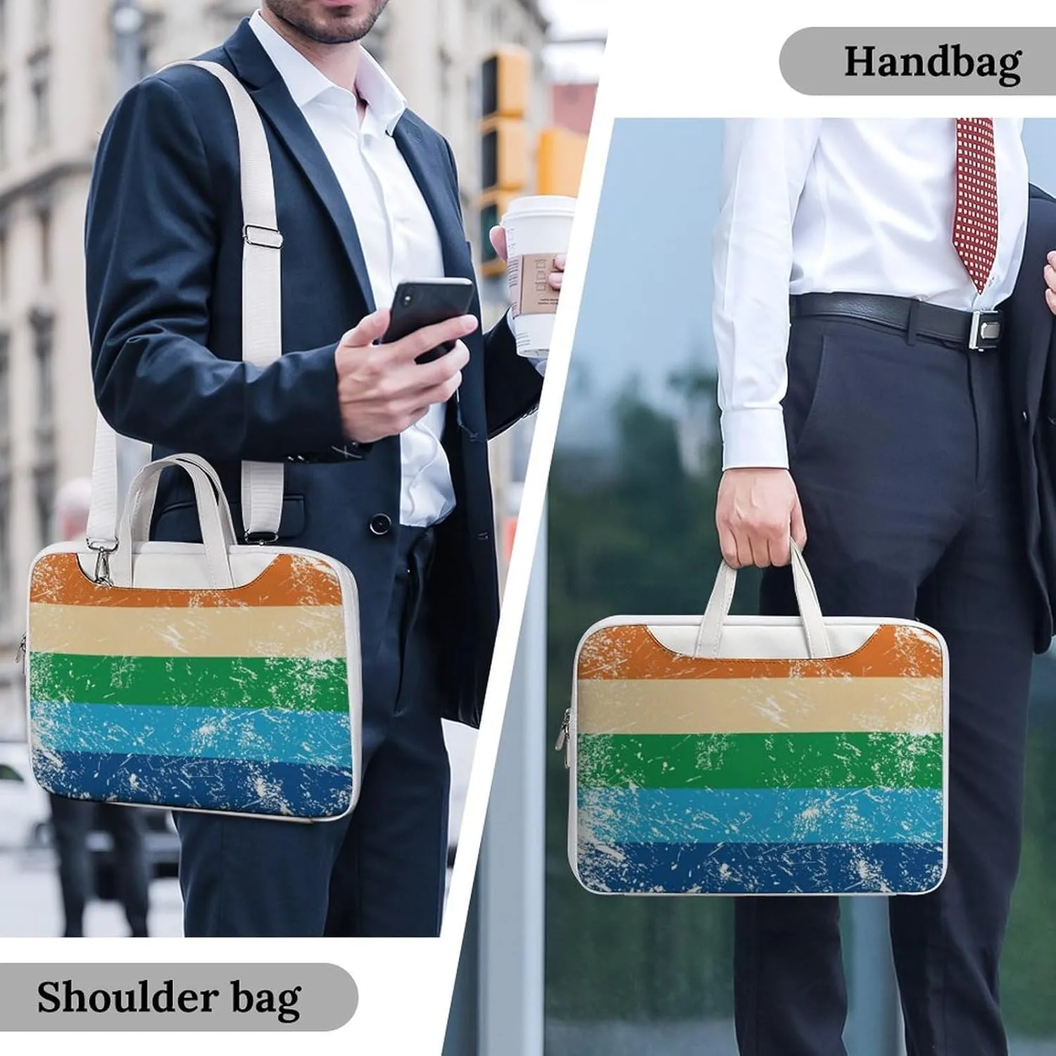 Gay Rights Flag Leather Bag Laptop Case Slim Water Resistant Computer Bags with Handle Briefcase for Work