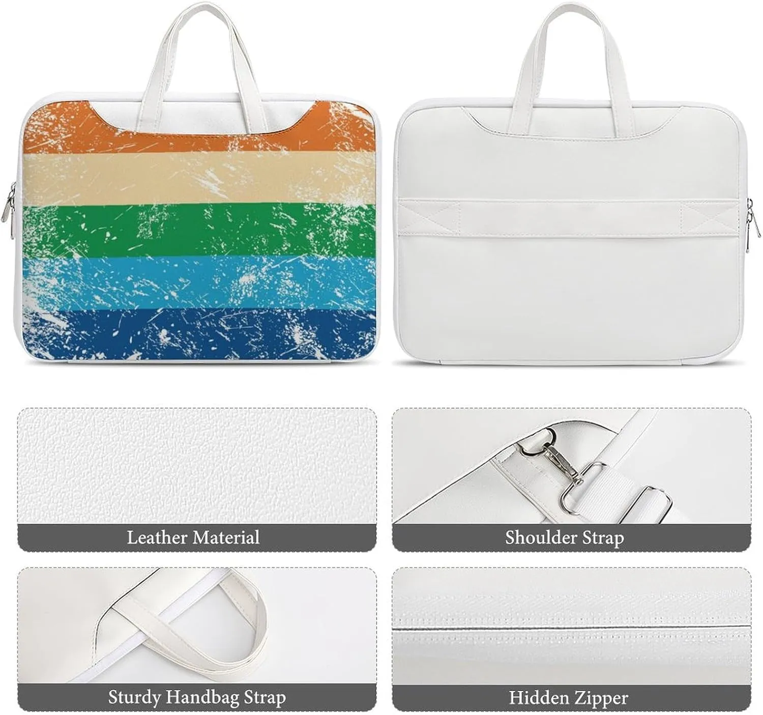 Gay Rights Flag Leather Bag Laptop Case Slim Water Resistant Computer Bags with Handle Briefcase for Work