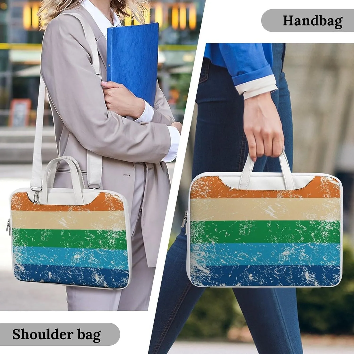 Gay Rights Flag Leather Bag Laptop Case Slim Water Resistant Computer Bags with Handle Briefcase for Work