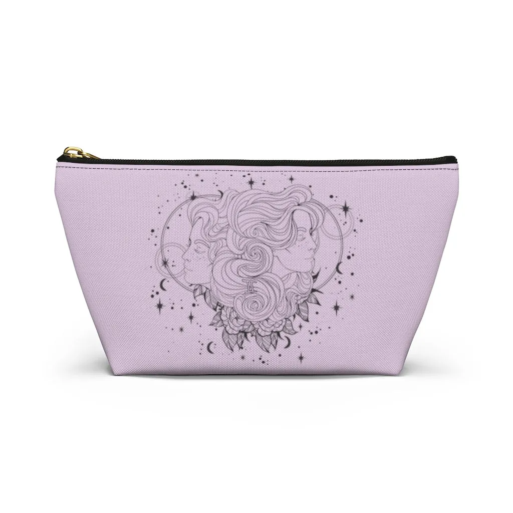 Gemini "Celestial Twins" Twin Goddesses Zodiac Astrology Accessory Pouch w T-bottom in Orchid