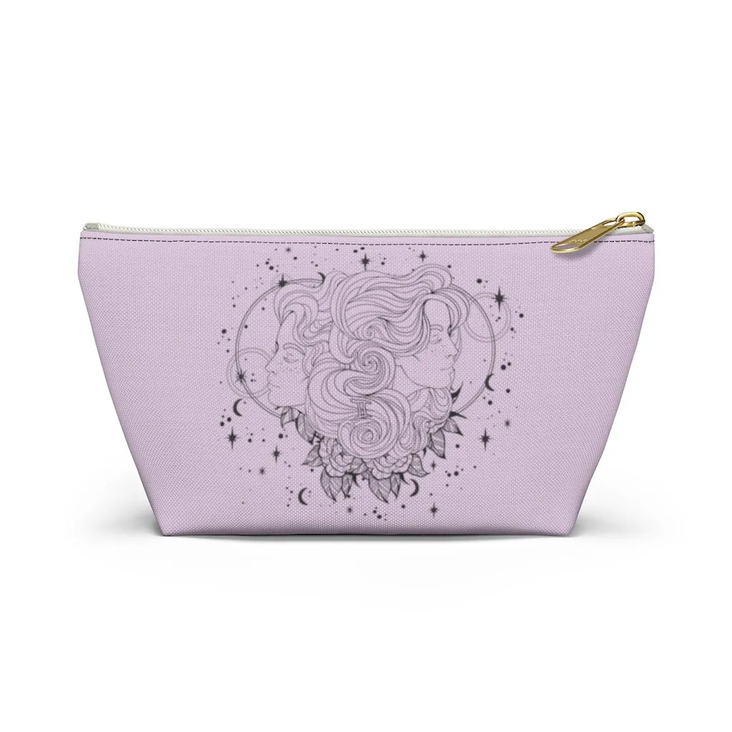 Gemini "Celestial Twins" Twin Goddesses Zodiac Astrology Accessory Pouch w T-bottom in Orchid