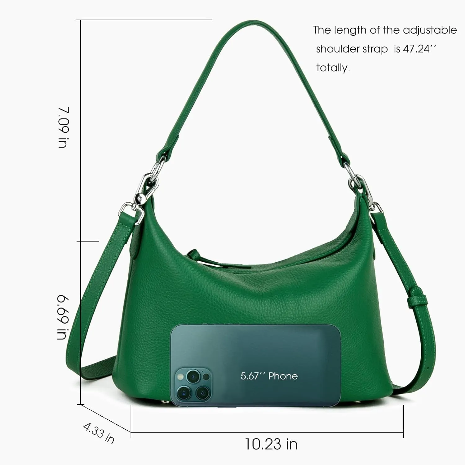 Genuine Leather Hobo Bag for Women, Small Shoulder Bags and Hobo Crossbody Bags for Women with Adjustable Strap