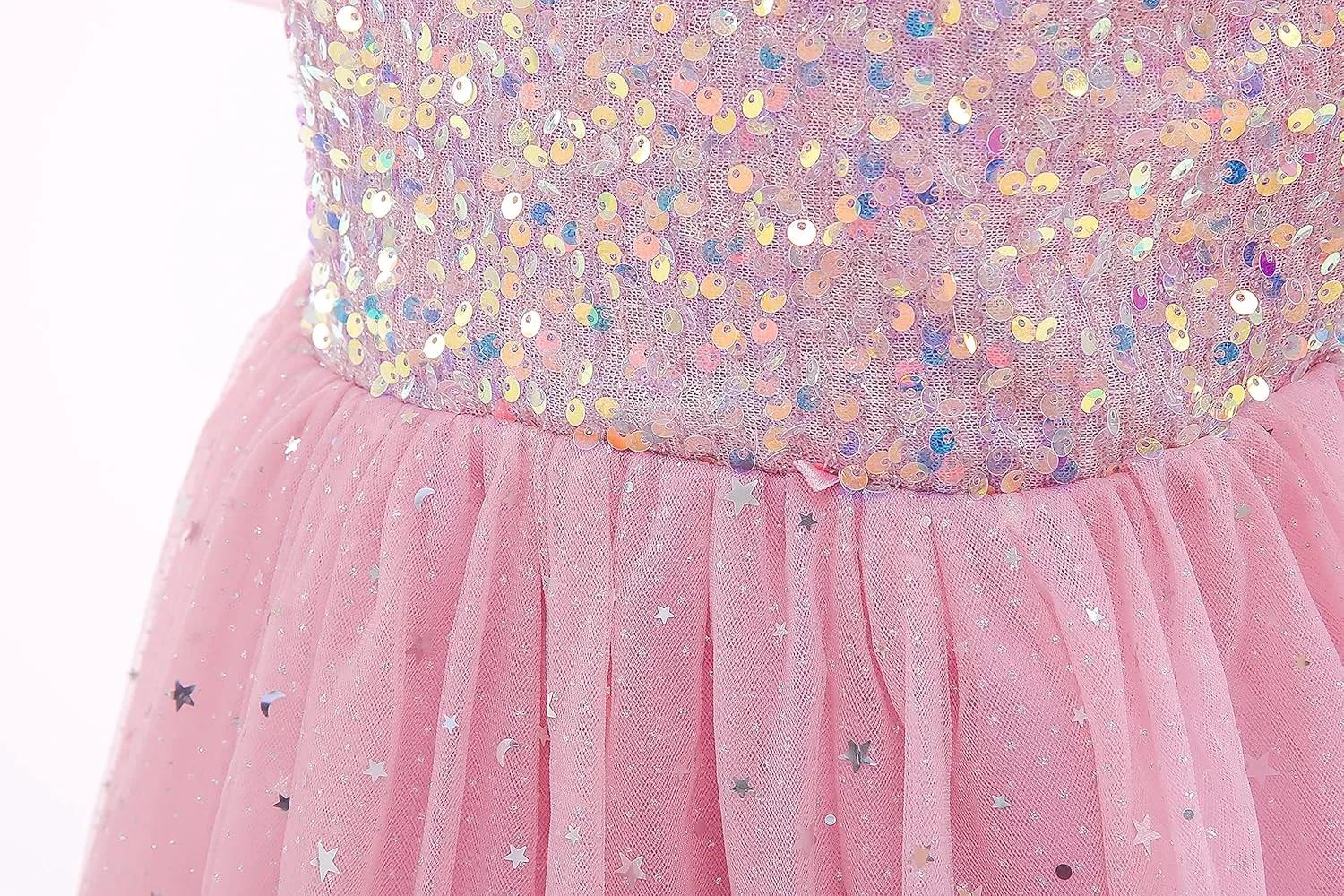 Glamulice Flower Girls Sparkle Tulle Puff Sleeves Vintage Dress Princess Wedding Bridesmaid Party Holiday Dresses