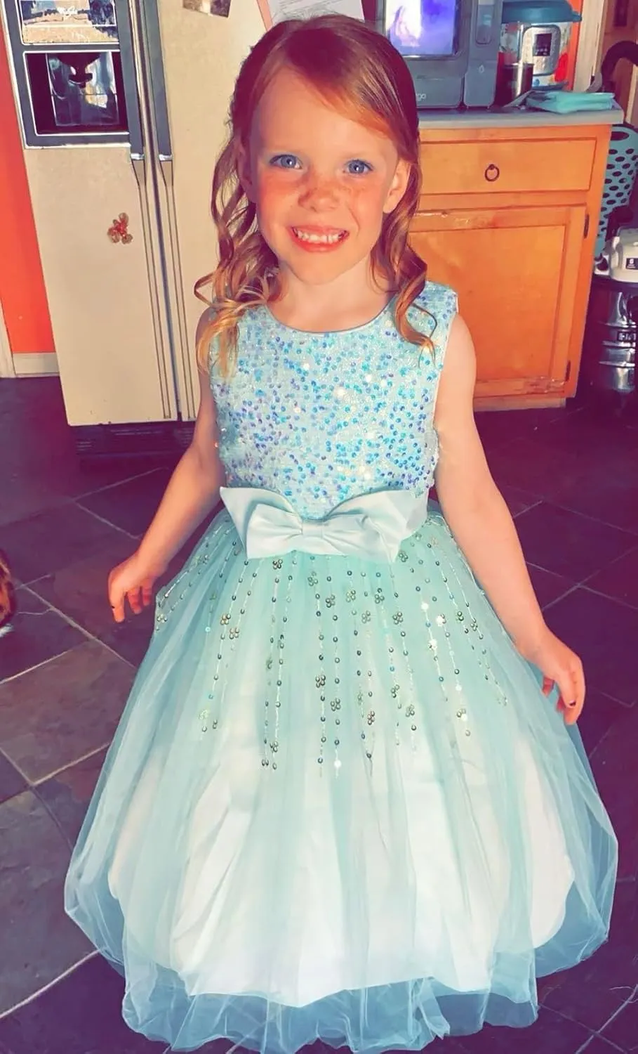 Glamulice Flower Girls Vintage Dress Long A Line Little/Big Girl Pageant Prom Dresses Bridesmaid Party Ball Gown
