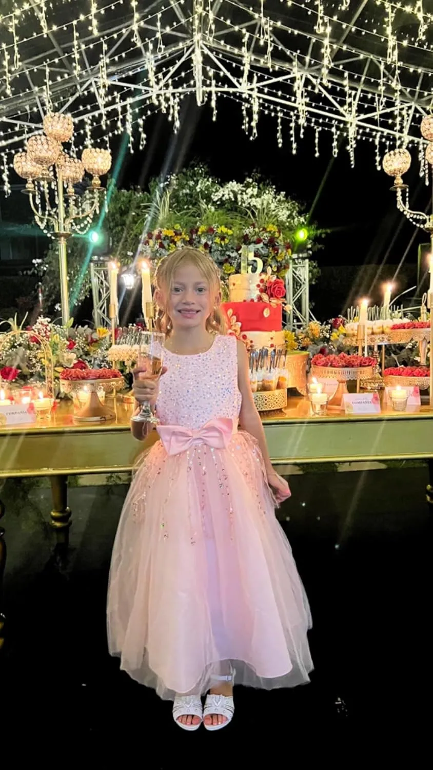 Glamulice Flower Girls Vintage Dress Long A Line Little/Big Girl Pageant Prom Dresses Bridesmaid Party Ball Gown