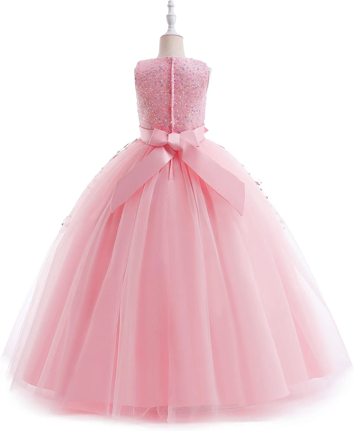 Glamulice Flower Girls Vintage Dress Long A Line Little/Big Girl Pageant Prom Dresses Bridesmaid Party Ball Gown