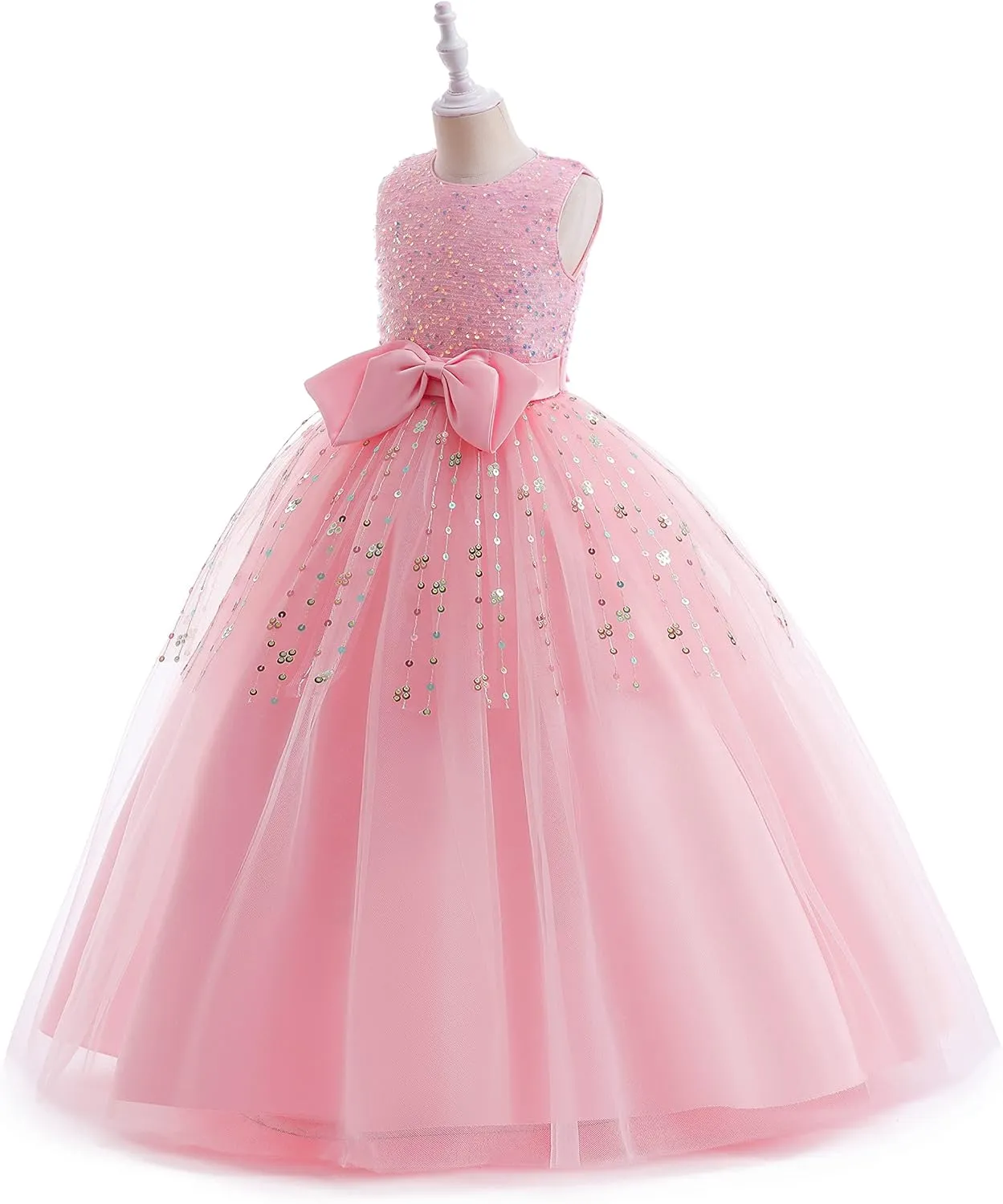 Glamulice Flower Girls Vintage Dress Long A Line Little/Big Girl Pageant Prom Dresses Bridesmaid Party Ball Gown