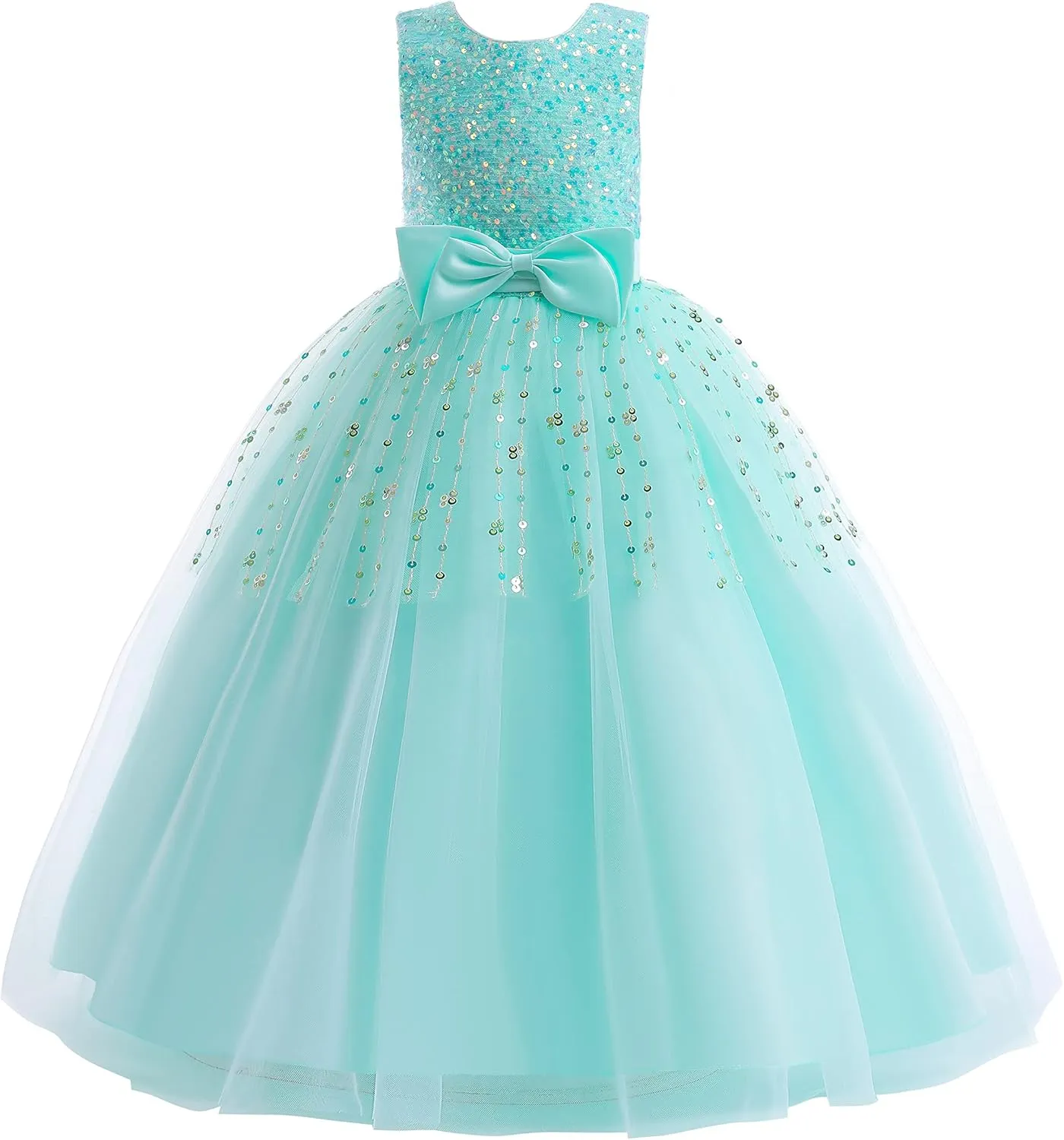 Glamulice Flower Girls Vintage Dress Long A Line Little/Big Girl Pageant Prom Dresses Bridesmaid Party Ball Gown