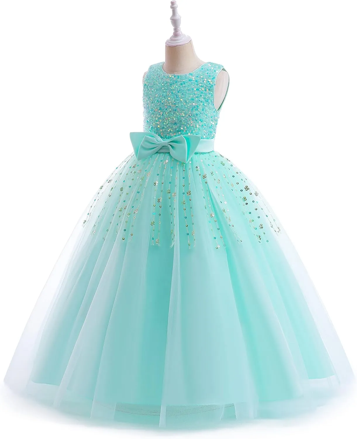 Glamulice Flower Girls Vintage Dress Long A Line Little/Big Girl Pageant Prom Dresses Bridesmaid Party Ball Gown