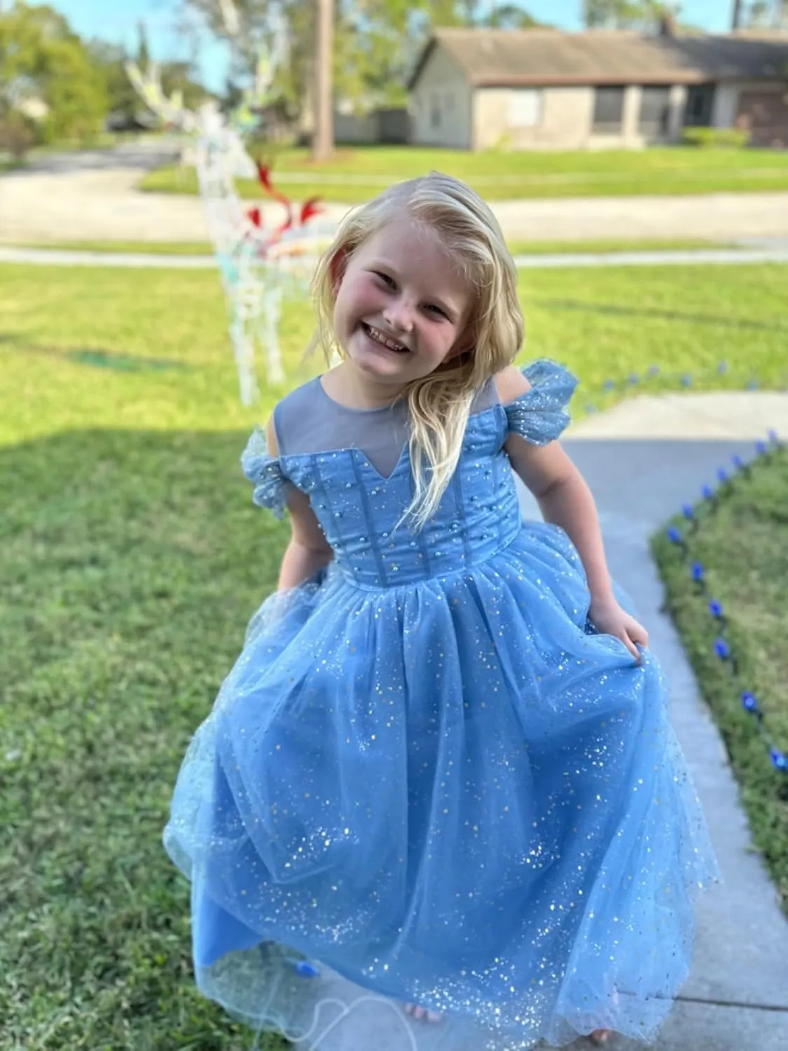 Glamulice Princess Sparkle Tulle Dress Flower Girls Dresses Cold Shoulder Long A Line Wedding Party Ball Gown