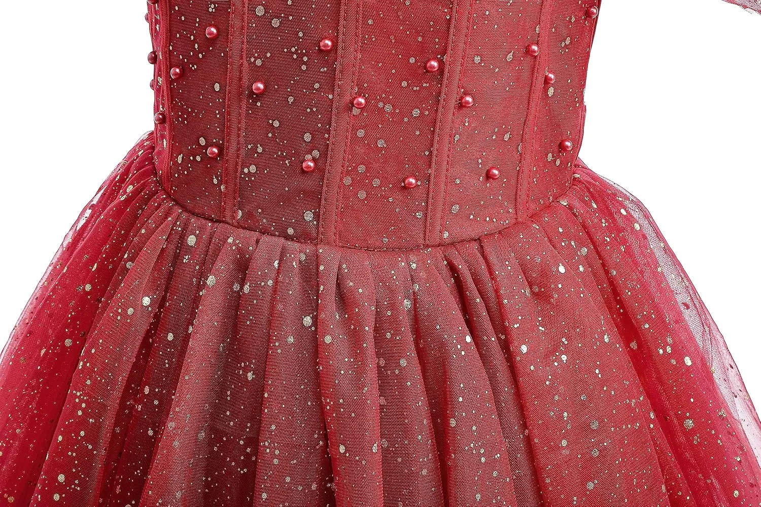 Glamulice Princess Sparkle Tulle Dress Flower Girls Dresses Cold Shoulder Long A Line Wedding Party Ball Gown