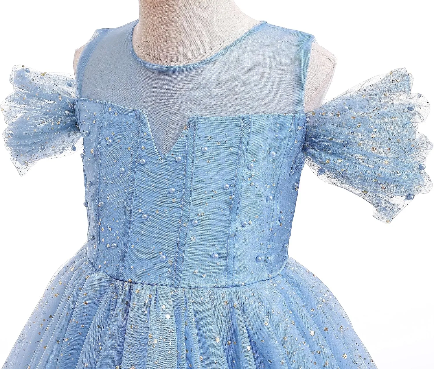 Glamulice Princess Sparkle Tulle Dress Flower Girls Dresses Cold Shoulder Long A Line Wedding Party Ball Gown