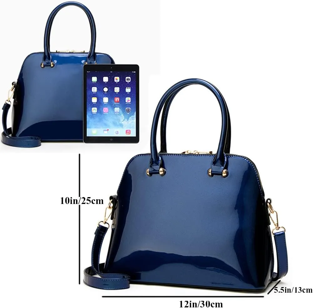 Glossy Patent Leather Handbags Purse Women Dome Satchel Bag Top Handle Handbag Ladies Shoulder Bag Crossbody Bags